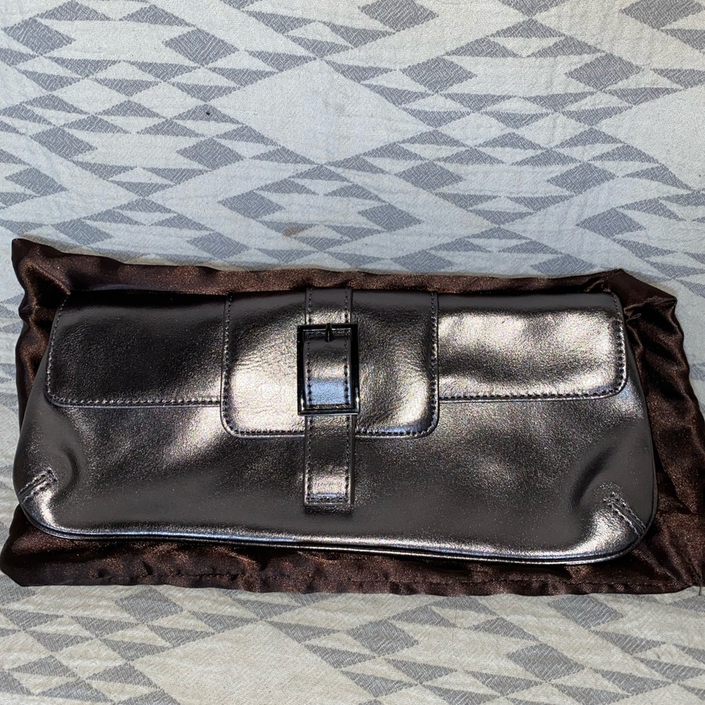 Brand New Daniel Silver Leather Clutch